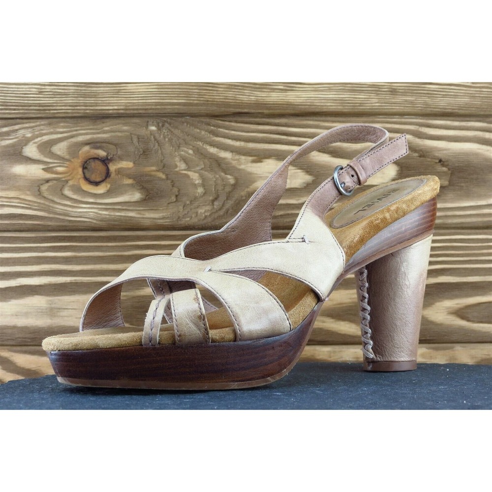 Biviel Size 39‎ M Brown Open Toe Platform Leather Women